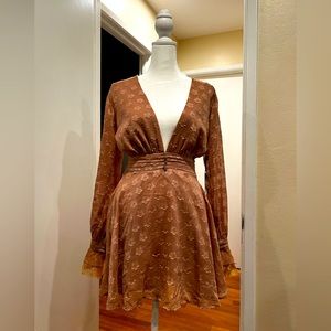 For Love & Lemons - short nude modern love long sleeves dress NWT